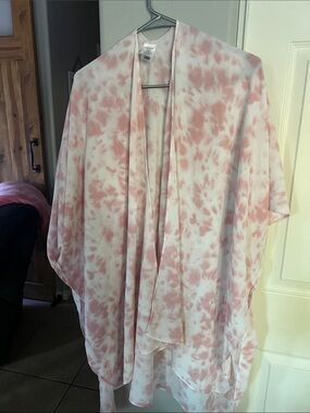 Terra & Sky Pink and White Tie-Dye Kimono Cardigan